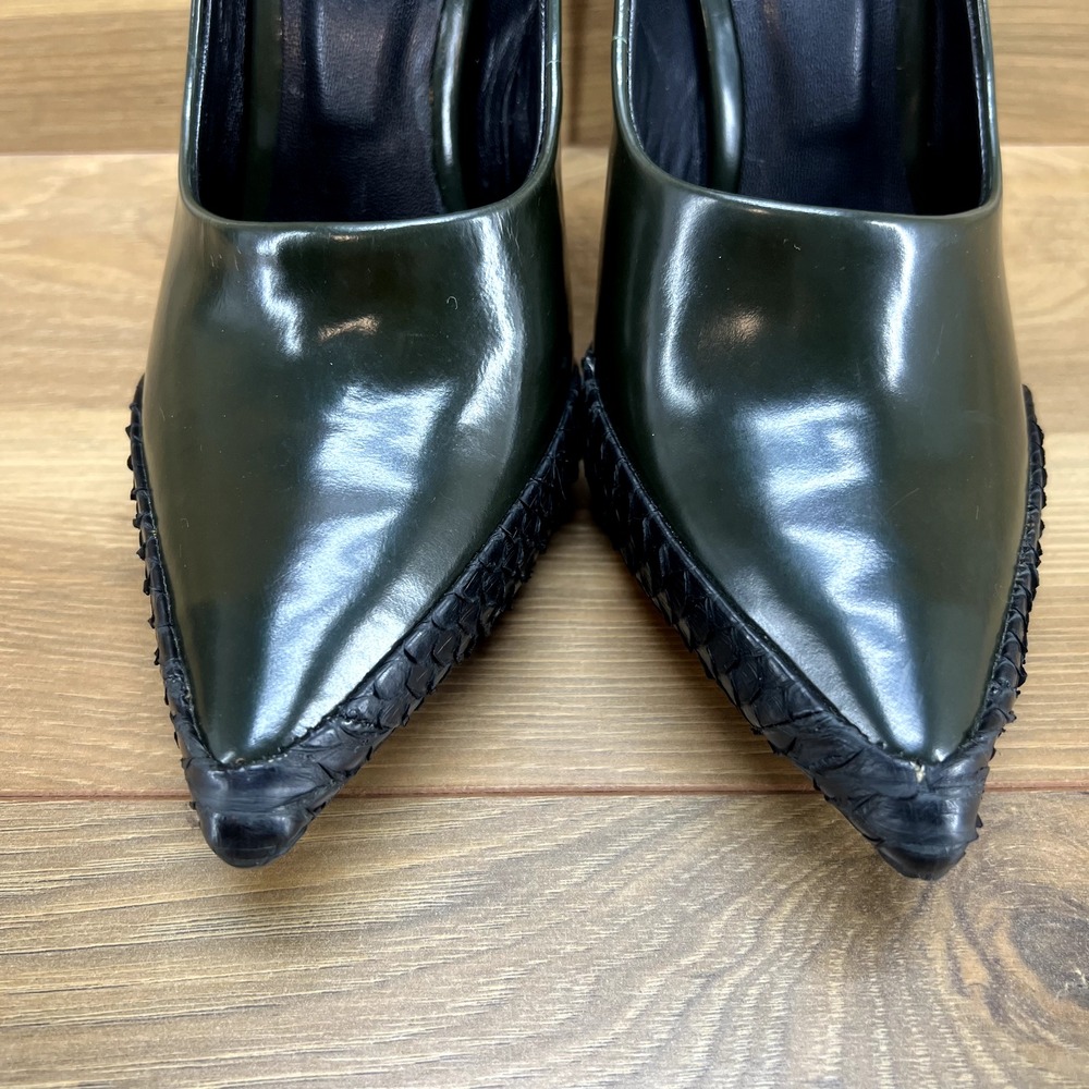 Rachel Roy Womens Size 7 Deep Green Leather Pointed Heels Pumps - Picture 2 of 5